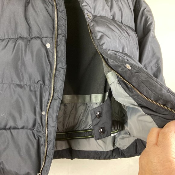 Gap Kids Boys Sz M Black Hooded Winter Quilted Puffer Ski Jacket - Picture 7 of 10